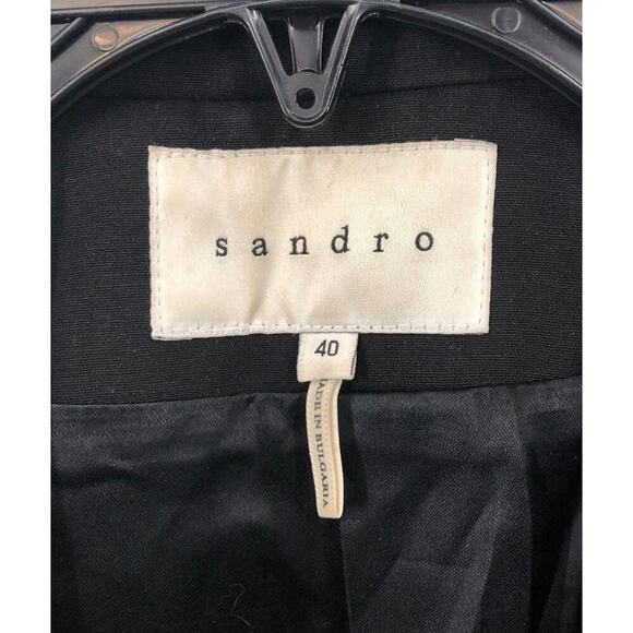 Women’s Sandro Black & Blue Textured Blazer Size 40 – Elegant Evening Jacket - Picture 2 of 6